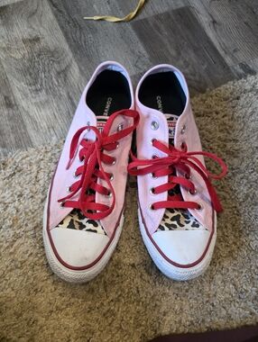 Converse Custom Light Pink, Red, Leopard